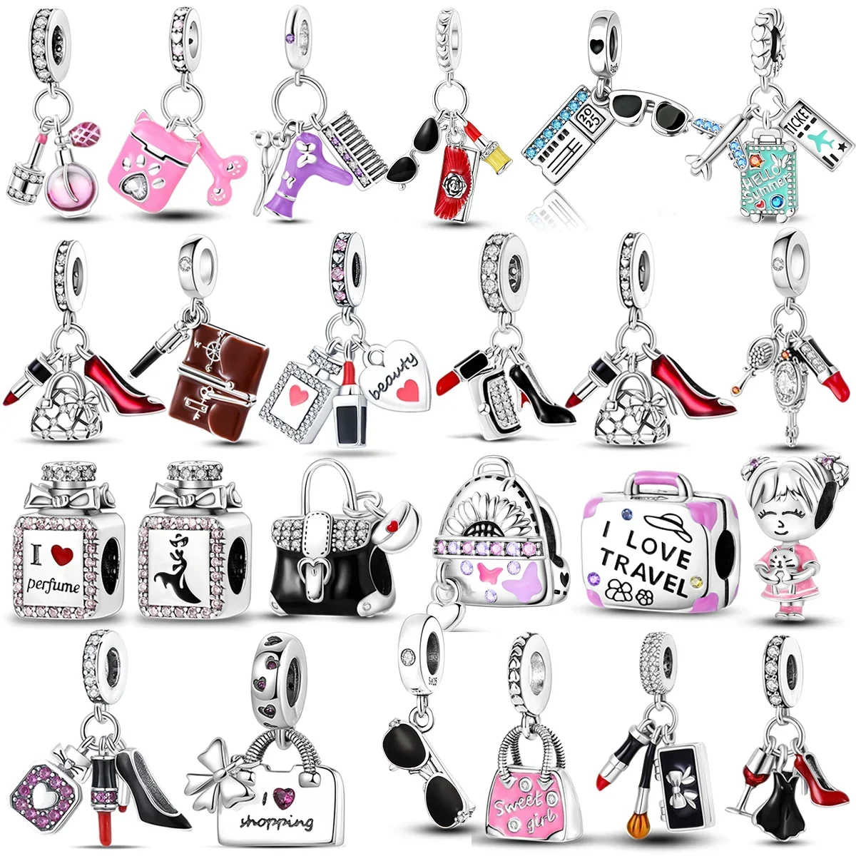 Silver Ladies' Preference Charms Beads Fit Original Bracelet Bag Keychain Earring Charm Bead Pendant Diy Women Jewelry Gift