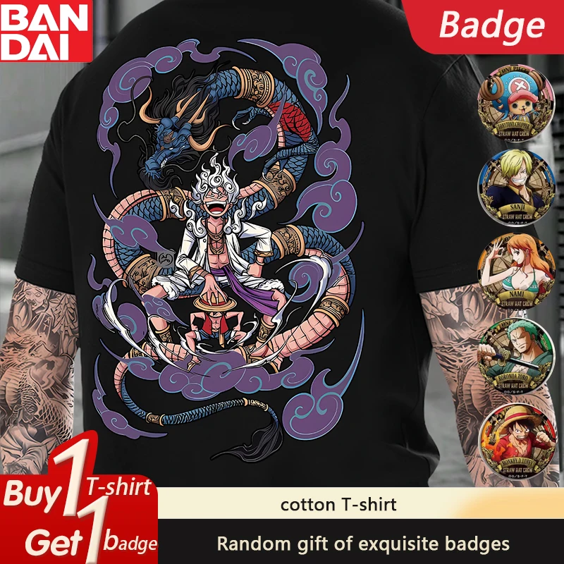 

ONE PIECE Периферийный принт Летняя футболка с короткими рукавами Классическая анимация Мужская и женская модная трендовая хлопковая футболка