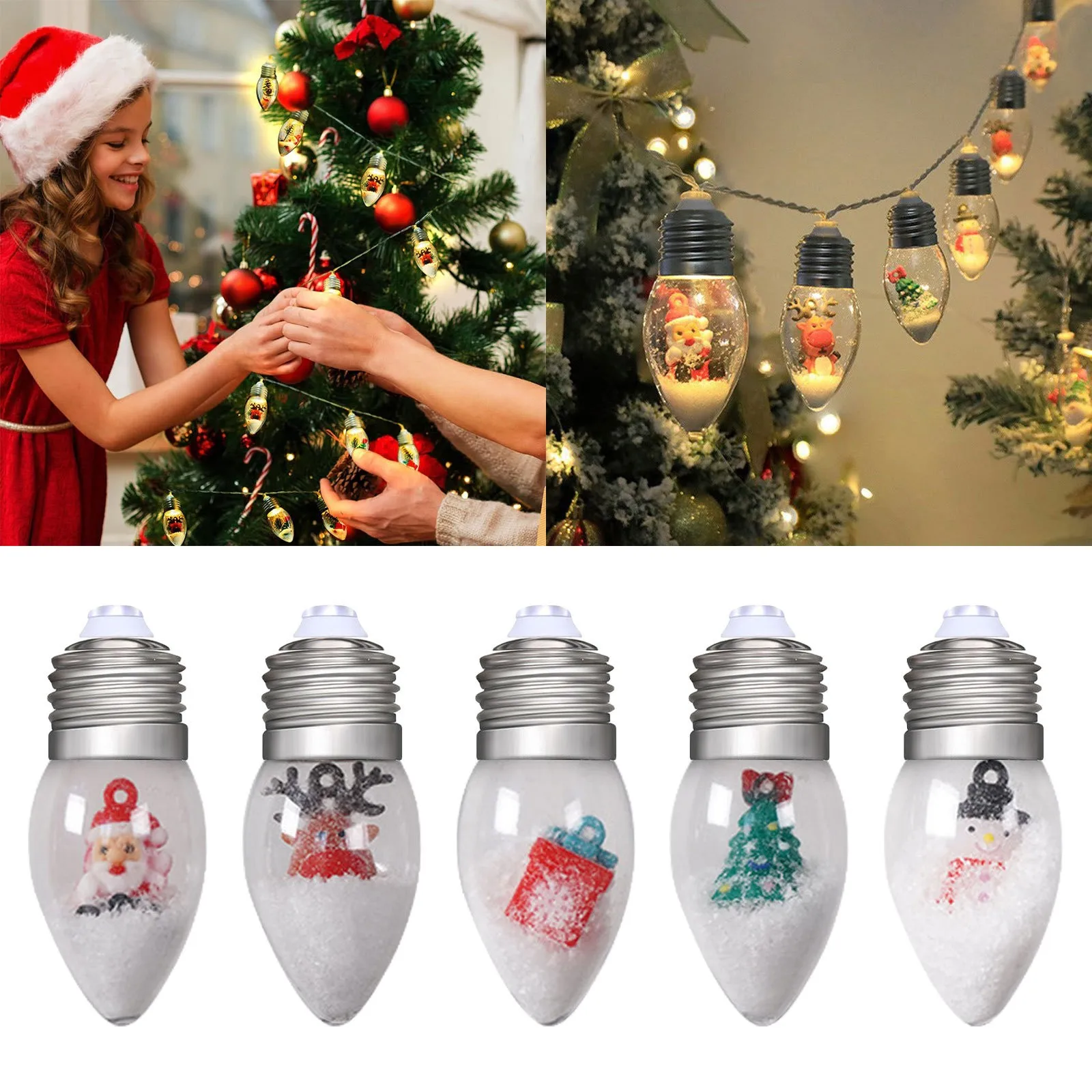 

Christmas 1.5 metre line 10 LED Small Bulb String Lights Snowman Santa Lights String Christmas Tree Decoration LED Light String