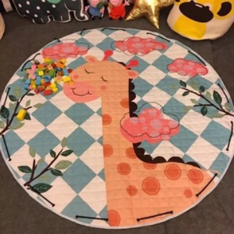 

Round Children Play Mat Bedroom Living Room Decor Carpet Thicken Soft Baby Kids Crawling Mat Carpet Nursery Foldable Floor Rug