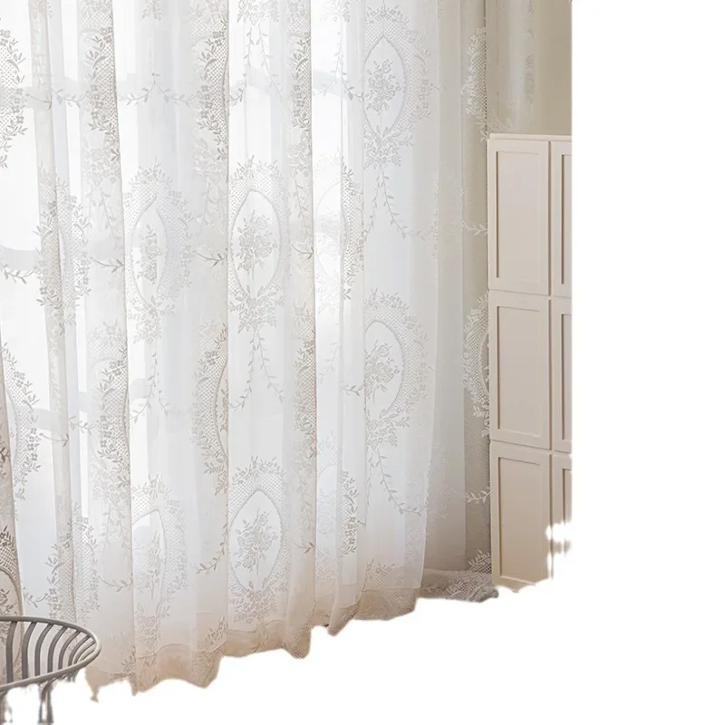 Custom Size American Retro Garland Ruffles Fungus Lace Living Room Bedroom Balcony Floating Curtains Window Screen Curtain