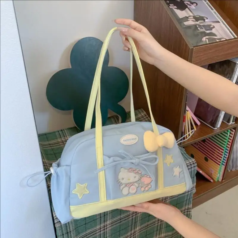 

New Cute Girly Cat Embroidered Tote Bag Fresh Convenient Storage Travel Bag Large Capacity Commuter Tote Bag Women Handbag