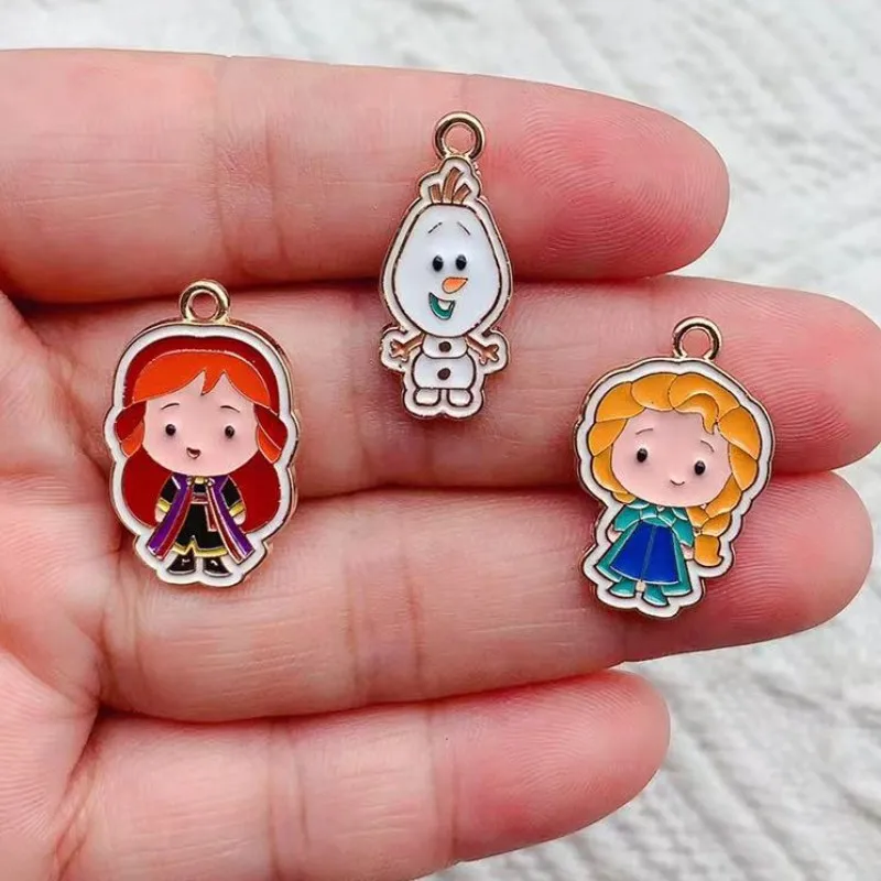 10pcs cartoon Princess Snowman Charms DIY Jewelry Making Pendant Necklace Pendant Handmade Material accessory