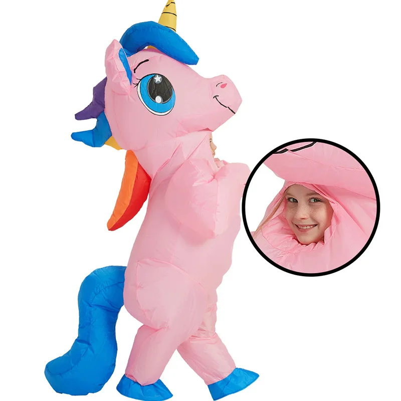 

Simbok Halloween Children's Clothing Funny Cartoon Unicorn Doll Prop Toys Inflatable Pegasus Clothes Adult