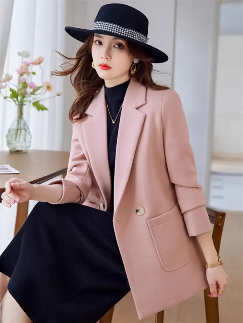 

Pink Professional Blazers For Women Autumn And Winter 2023 New High-End Back Slim Casual Suit Jacket Elegant Ladies Top Z2175