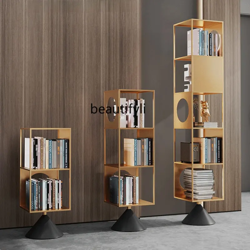 

yj Bookshelf Floor Living Room Bookcase Room Storage Rack Hand-Made Display Cabinet Simple Iron Storage Rack