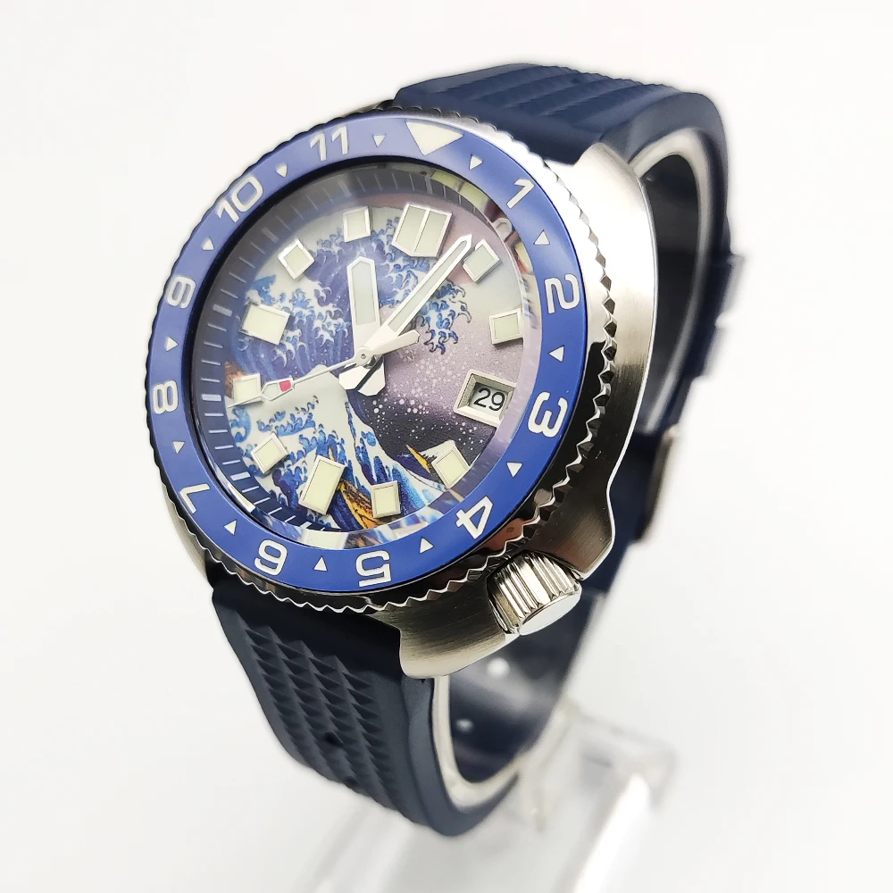 43MM Abalone giappone NH35 orologio Kanagawa forte quadrante luminoso lunetta in ceramica zaffiro orologio meccanico automatico da uomo