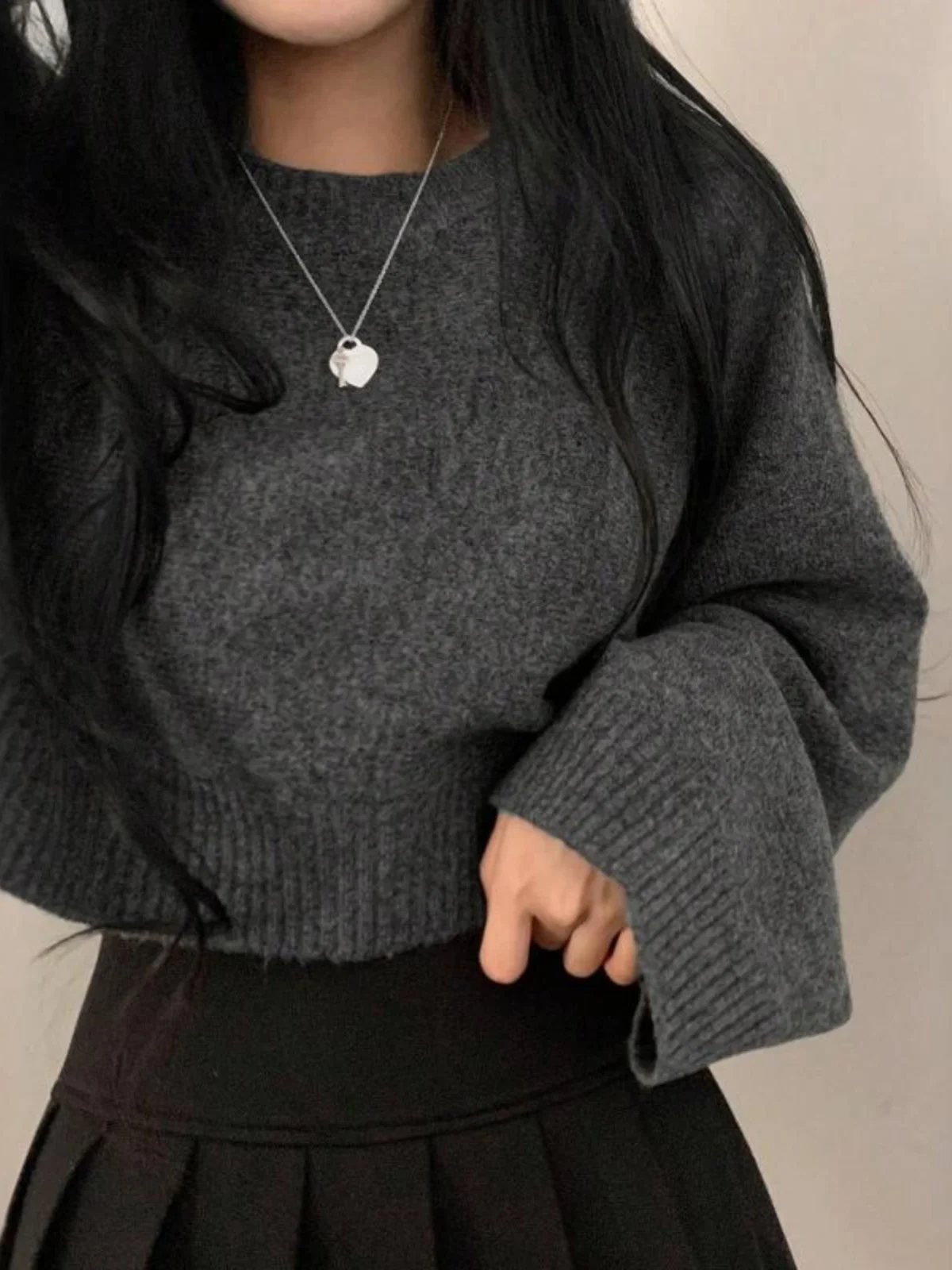 Chique vroege herfst Lazy Sle ey ort Svel trui losse slanke ronde Ne gebreide top dames Faion warm thermisch