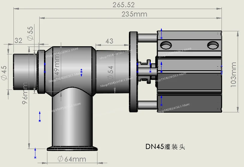 DN45mm Filling Valve Pneumatic Dispensing Nozzle High Dose Filling Head Liquid Discharge for Food Chemical Industry