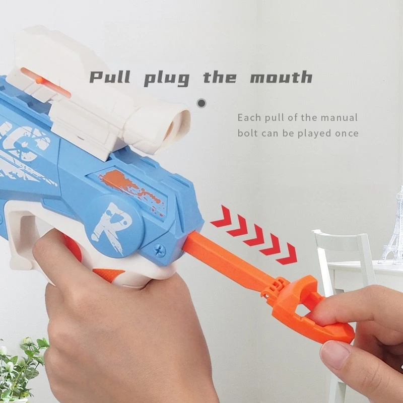 EVA Soft Bullet Toy Guns Pistol Plastic Guns Toy Manual Launcher Airsoft Foam Bullets Blaster Model Safe with Box for Boys Child