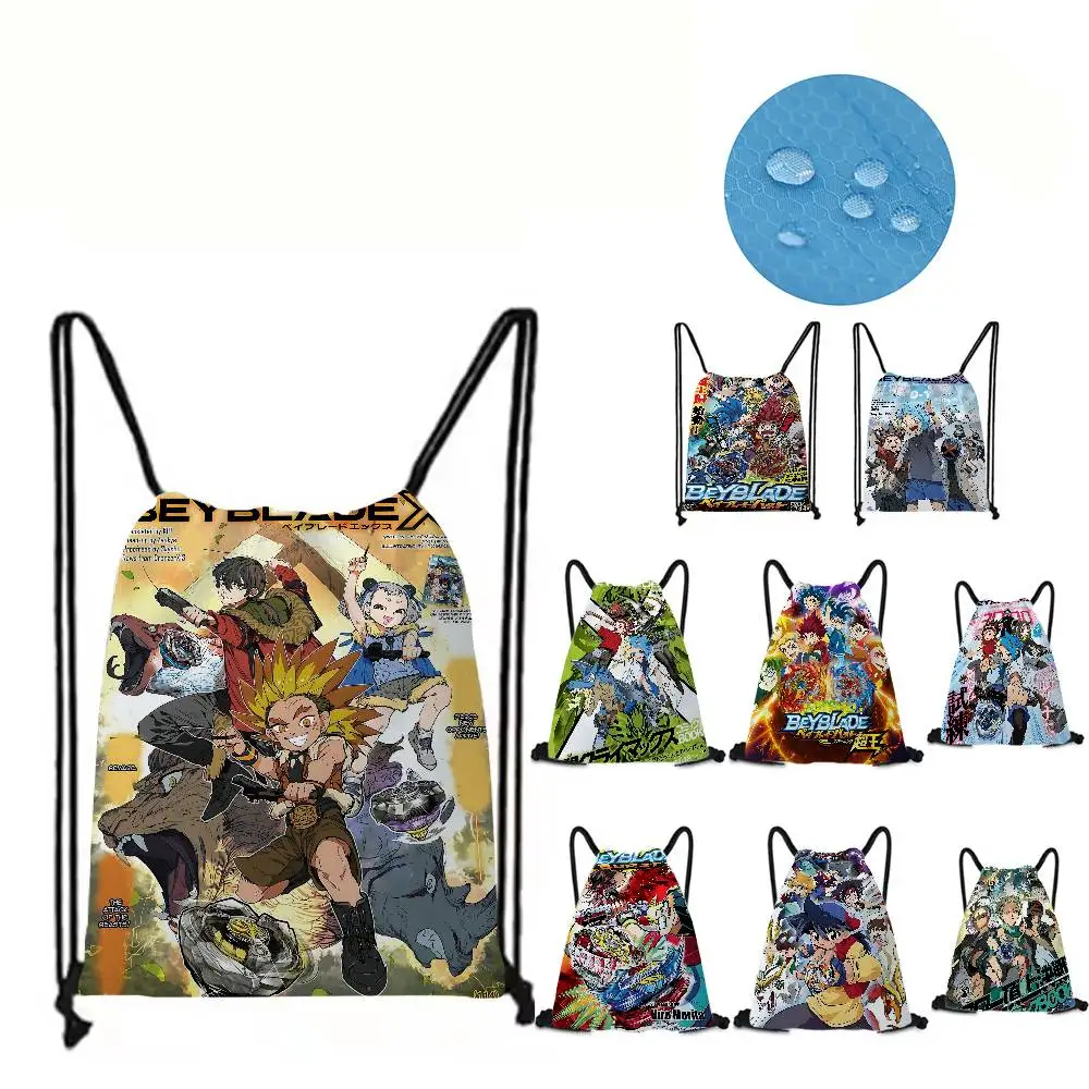 Cool B-Beyblade Burst Drawstring Backpack Bags Sack Pack Tote Storage Polyester Bag Bulk For Sports Gym Travel Swimming