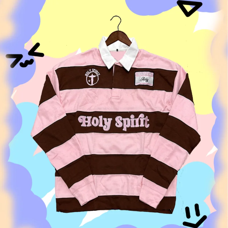 2025 T-shirt a maniche lunghe ricamata con lettera stile street retrò T-shirt a righe con lettera ricamata