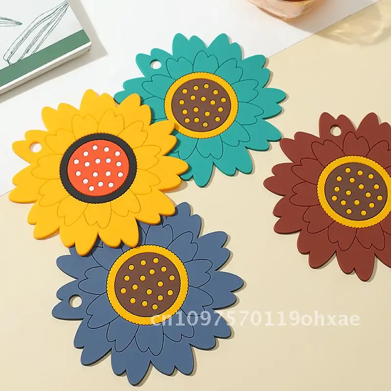 عباد الشمس سيليكون تحديد الموقع مقاومة للحرارة المضادة للتحجيم السلطانية لوحة حصيرة كوستر الشمال نمط المنزلية الجدول حصيرة المواد البلاستيكية #2