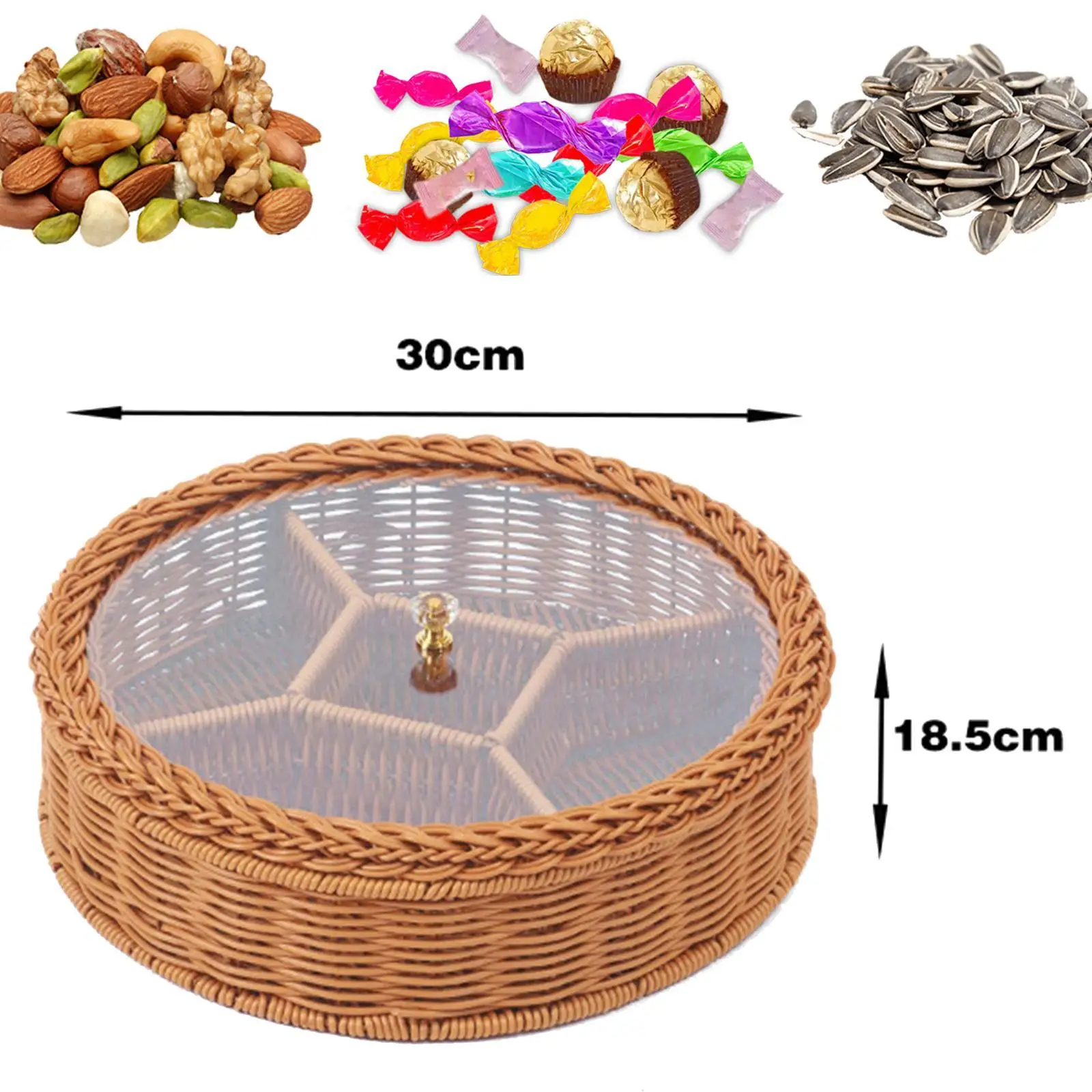 

Блюда для сухофруктов Многофункциональная 5-х отделений Элегантная тканая круглая легкая в использовании