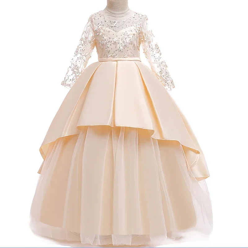 

Baby Girl Princess Flower Wedding Party Dress Ball Gown Kids Dresses For 4-15 Year Toddler Children Christmas Clothing Winter