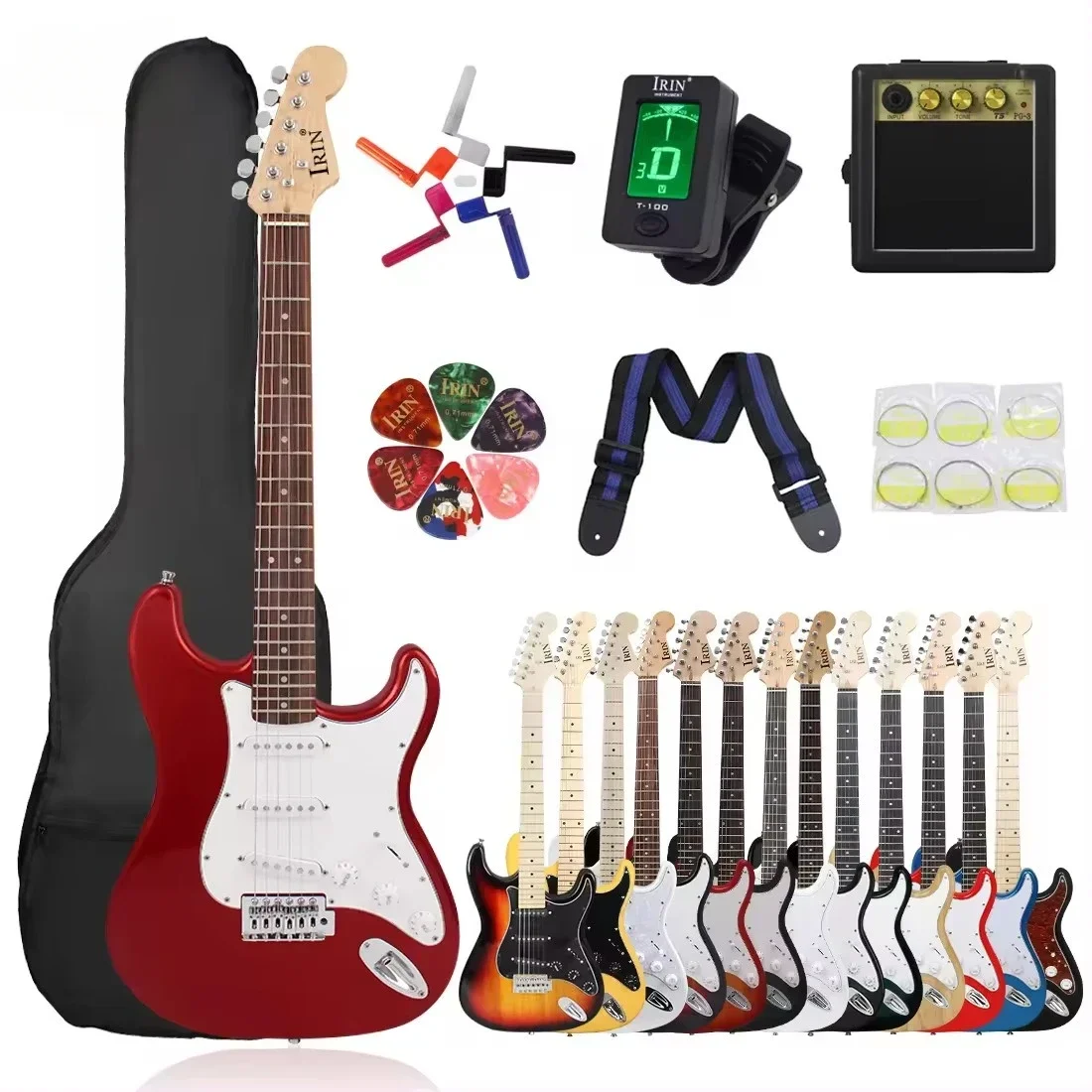 Multiple Colors Electric Guitar 39 Inch 6 String 21 Frets Basswood Body Electric Guitar Guitarra with Speaker Guitar Accessories