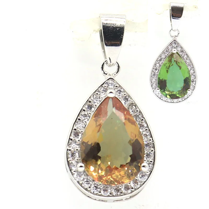 Buy 5 Get 1 Free 28x14mm Classic 2.8g Changing Color Alexandrite Topaz Zultanite White CZ Woman's Engagement Silver Pendant