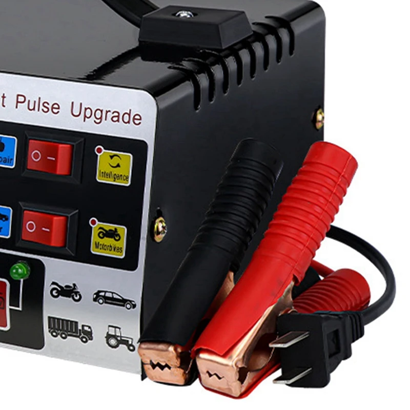 2X Car Battery Charger Fully Automatic High Frequency Intelligent Pulse Repair Charger LCD Display 12V24V 220W US Plug