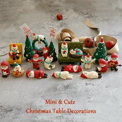 Retro Resin Merry Christmas Mini Table Scene Decoration Craft Holiday Gift Santa Claus Bear Small Decorative Articles Ornaments