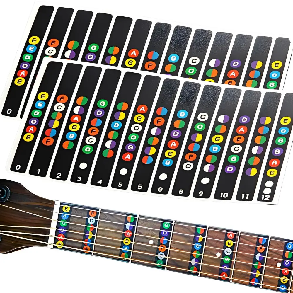 2/3/6pcs Guitar Fretboard Note Stickers Colorful Scale Labels Beginner Learning Decals for Acoustic Electric Guitar YMY