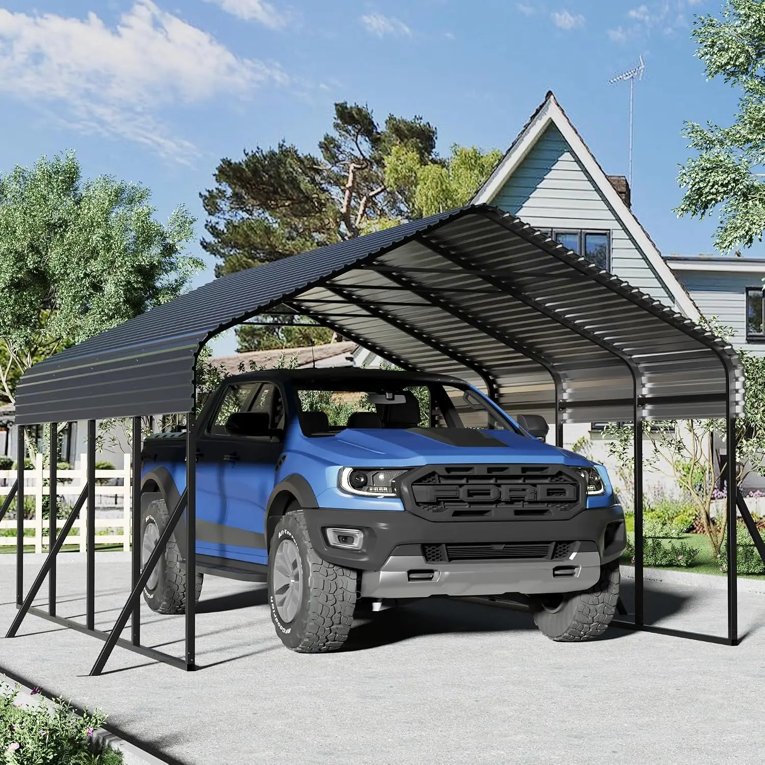 Carport Canopy 12x20 Heavy Duty,Metal Carport with Reinforced Structrure and Base,Outdoor Garage Car Shelter Frame, Customized