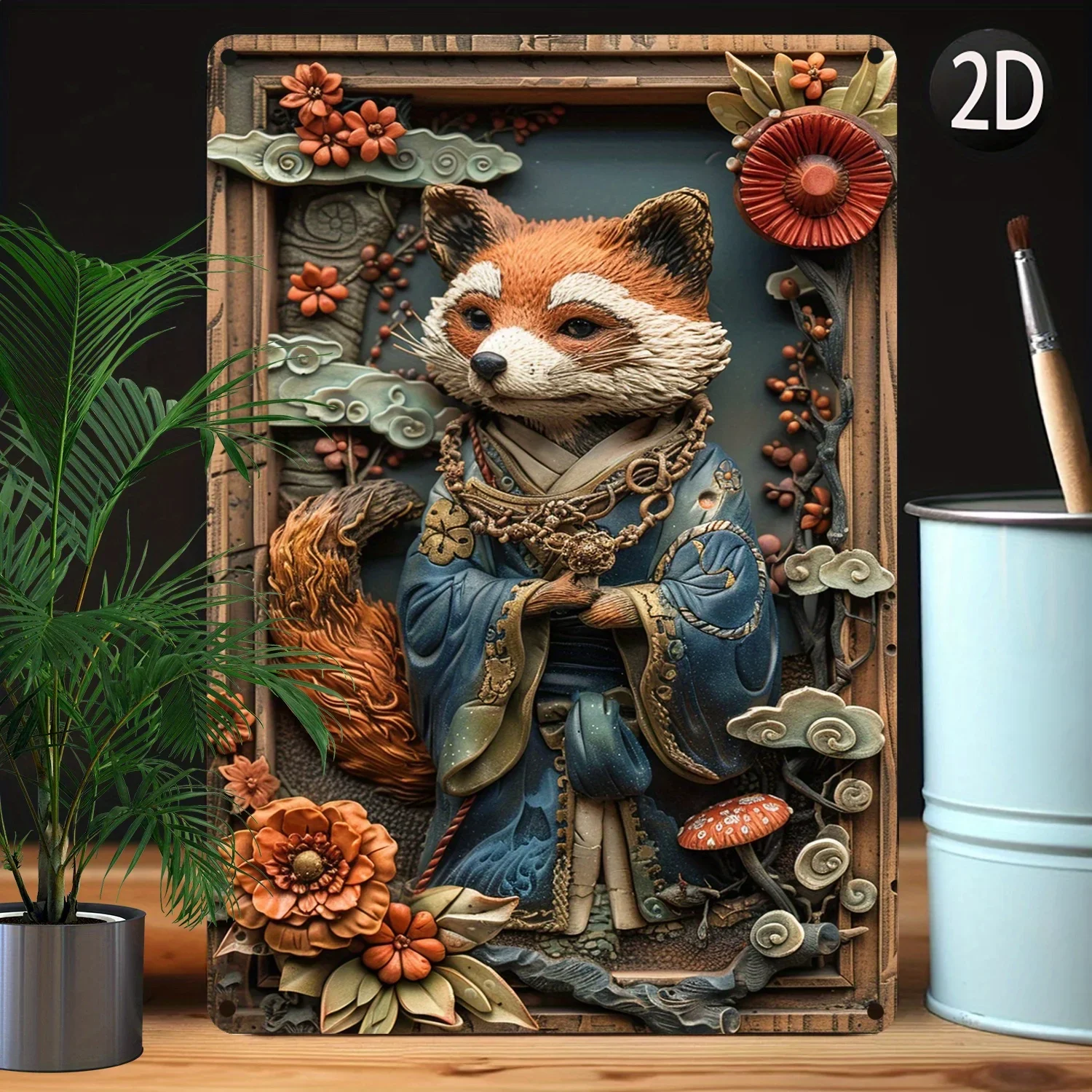 1Pc Japanese Tanuki Aluminum Metal Signs 8X12 Inches Vintage Funny Decor for Bedroom Living Room Office Kitchen Toilet Cafe Club