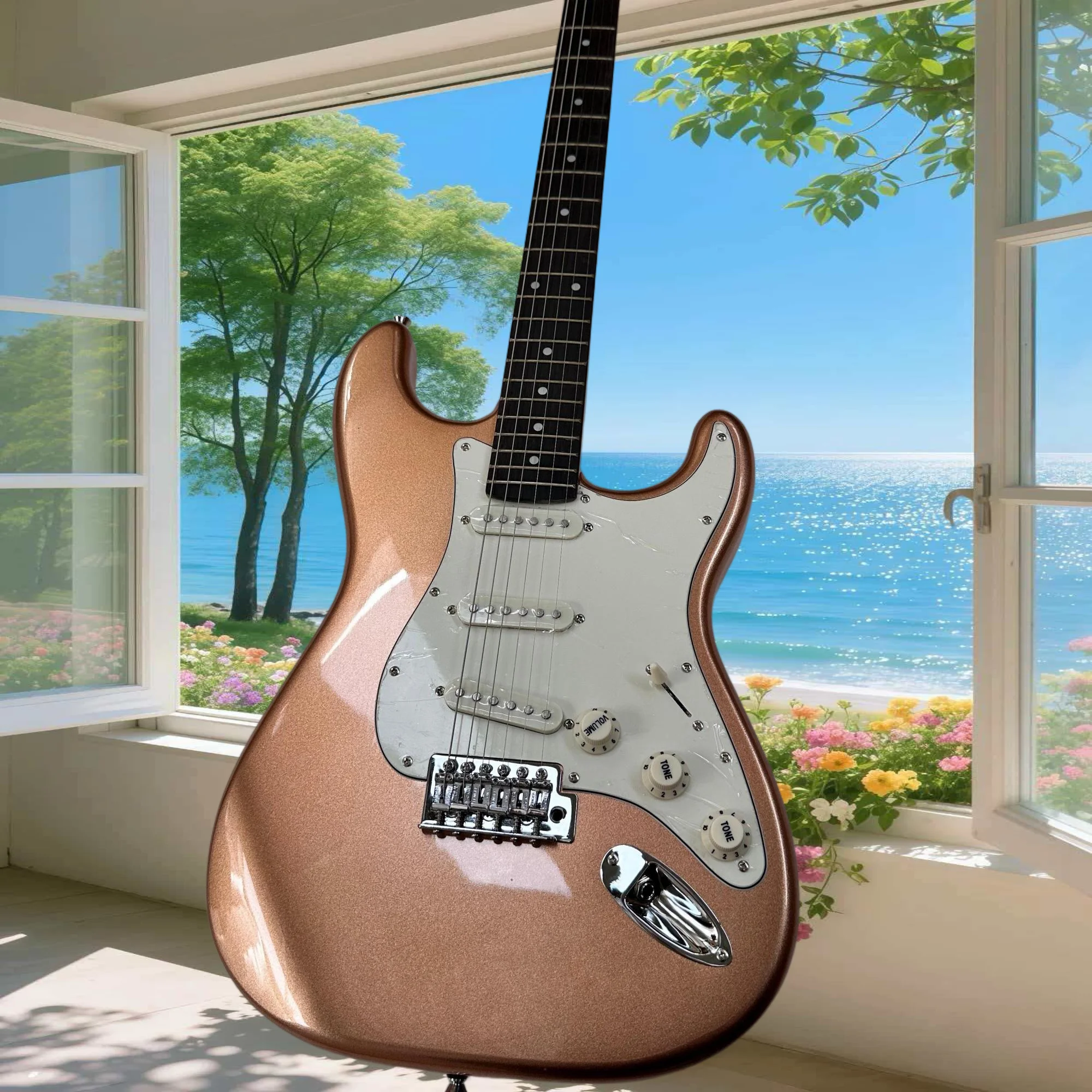 

Champagne STS Electric Guitar Rosewood Fingerboard Mahogany Body Compact and Lightweight