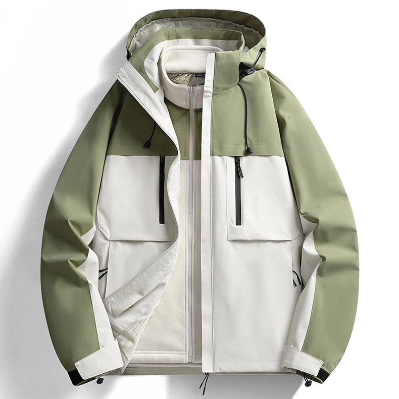 Men's Ski Jacket Waterproof 3 in 1 Winter Coat with Fleece Inner Warm Windproof For Snow Outdoor 2 PC Suits Thick Windbreaker