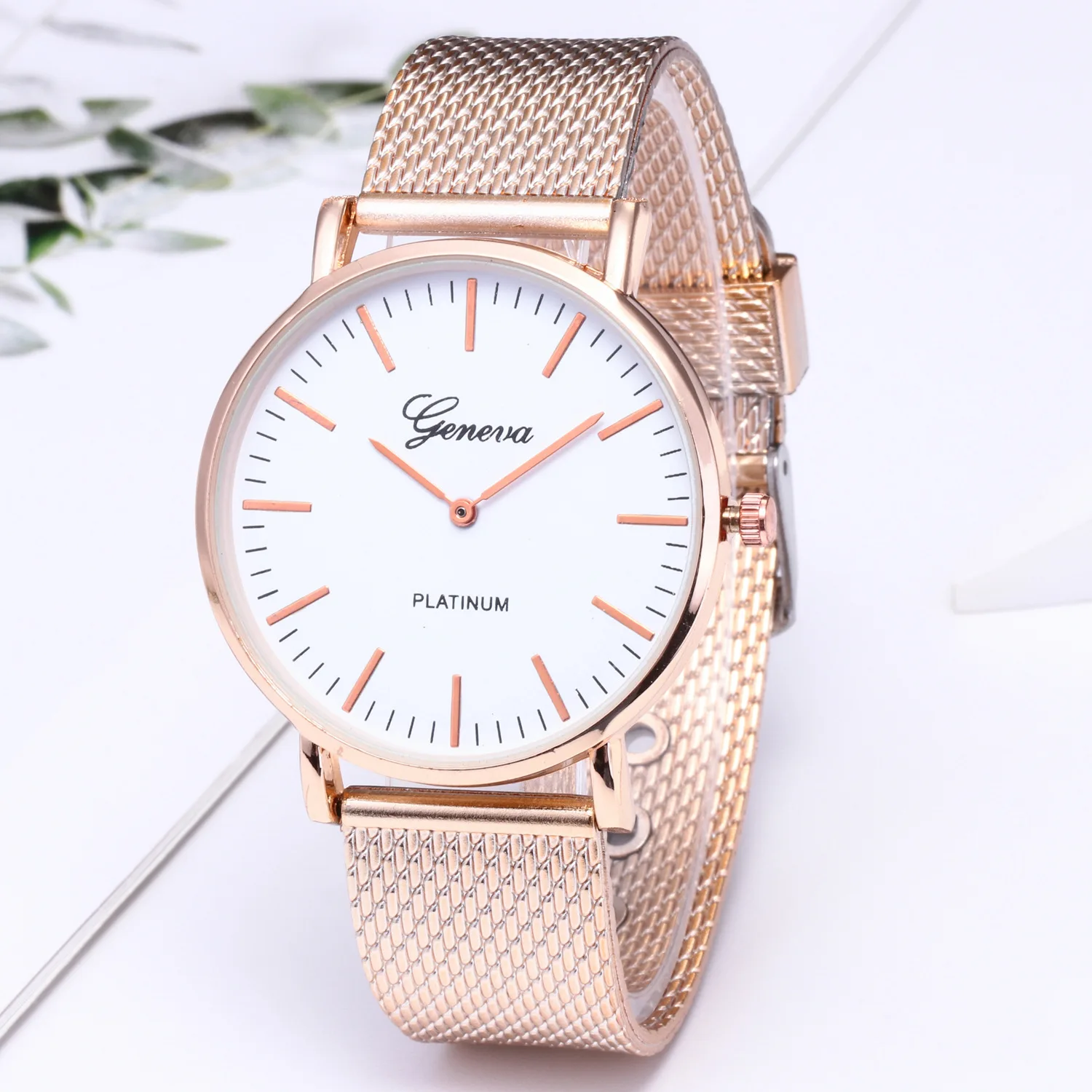 Mesh Band Quartz Watch Unisex Plastic Strap Large Dial Luxury Business Watch Luxury Quartz Stainless Steel Dial Wristwatches