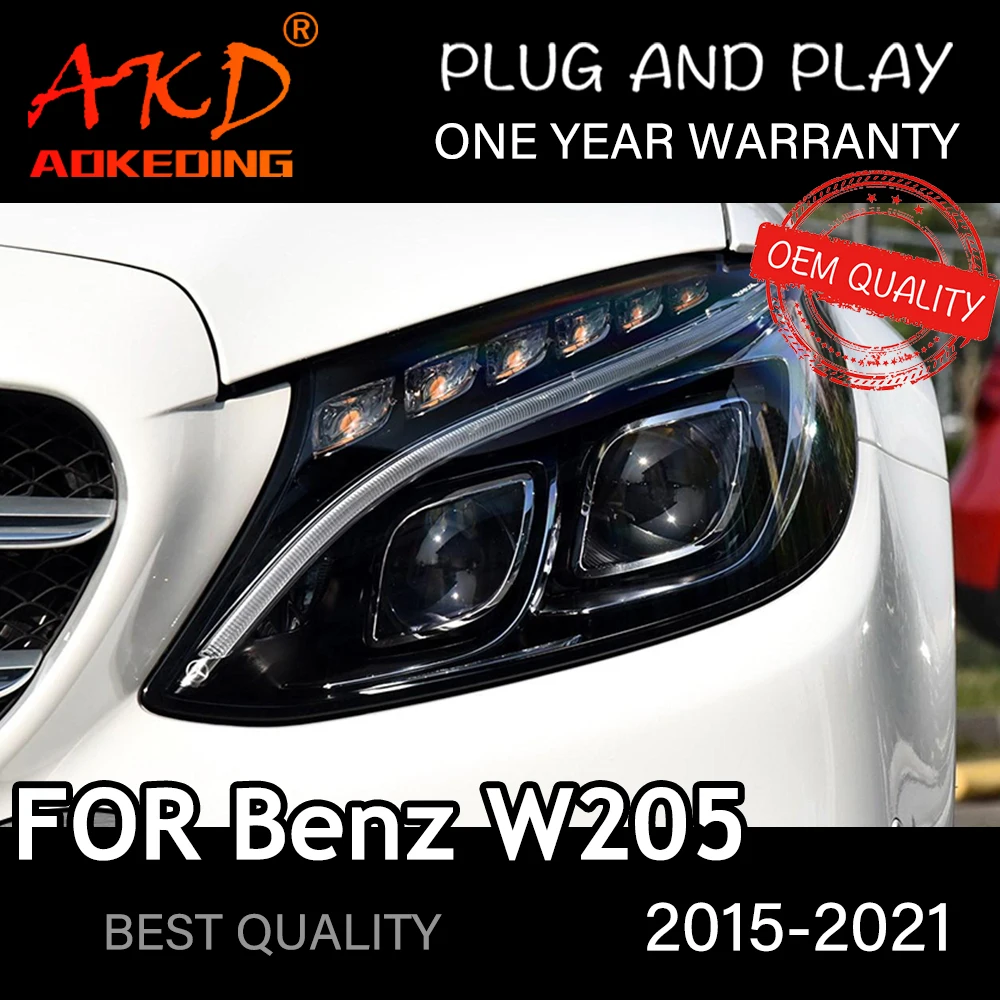 

Фары для Benz W205 2014-2021 C200, автомобильные светодиодные фары DRL Hella, ксеноновые линзы Hella Hid H7 C260 C300, автомобильные аксессуары