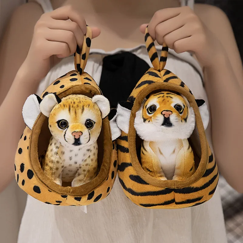 1Pc 18CM Kawaii Animal Nests Plush Toy Simulation Tiger Lion Leopard Nest Plushie Doll Stuffed Soft Funny Birthday Gift