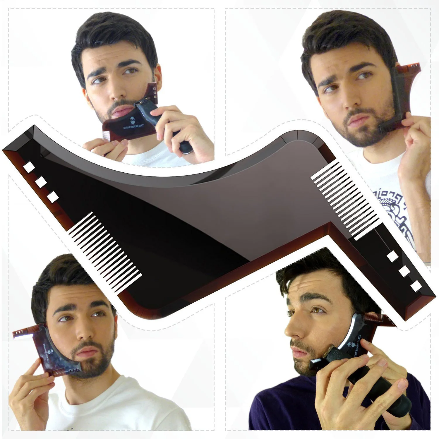 Beard Styling Shaping Template Comb Barber Tool Symmetry Trimming Shaper Stencil Beard Hair Brush Stencil Salon Styling Tools