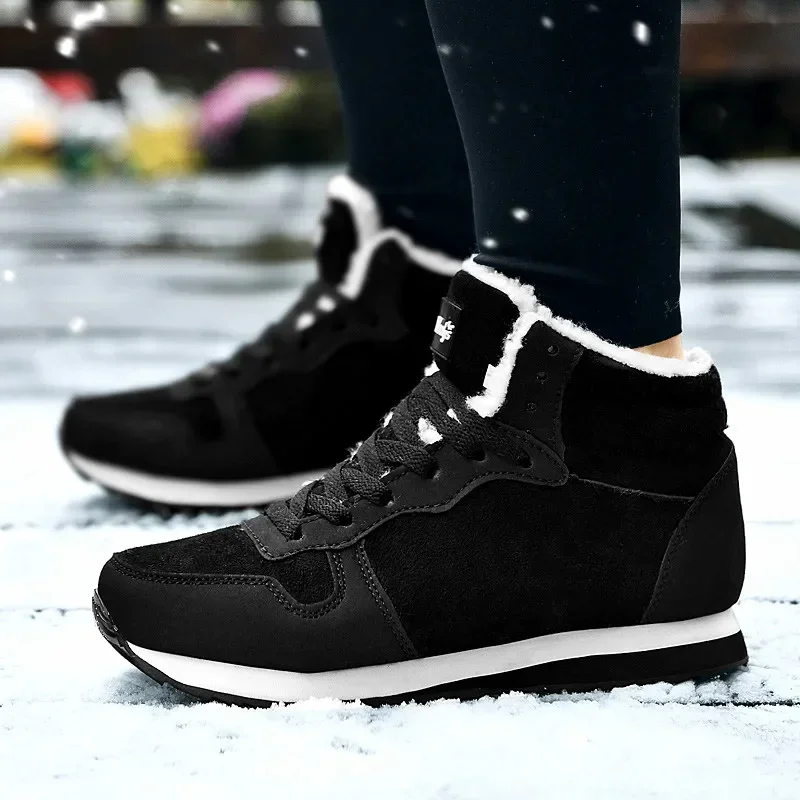 Men Snow Boots Outdoor Winter Ankle Boots Woman Lightweight Hight Top Sneaker Warm Plush Women Footwear Plus Size Hiking Boots