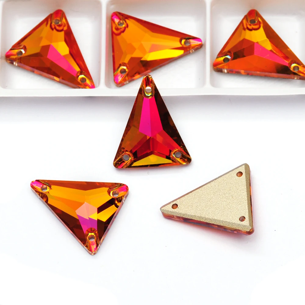 Slim Triangle Astral Pink Cut Flat Button Sew on Stone Diamond Flat Bottom Glass Crystal Diamond DIY Clothing Accessories