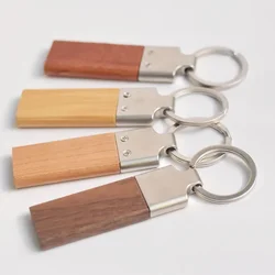 Simplicity Solid Color Metal and Wooden Keychain Customize Creative LOGO Custom Pendant Key Chain Gift For Parent Accessories