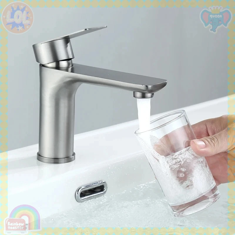 

304 stainless steel sink faucet, hot and cold mixing faucet, countertop mounted stainless steel bathroom accessories