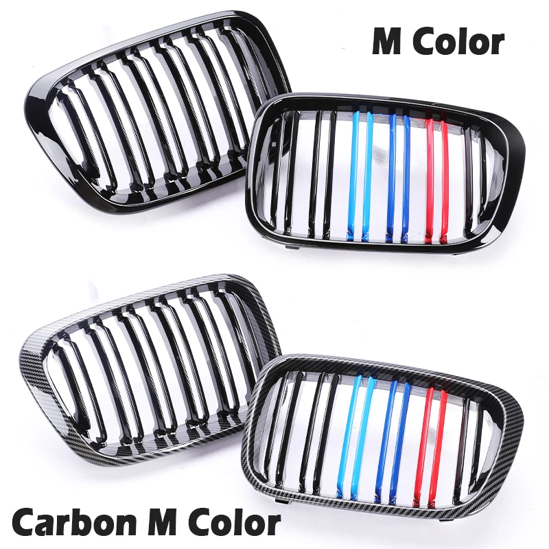 Chrome Frame Grill M Color Double Slat Carbon Grille For BMW 3 Series E46 4 Door Sedan Saloon Touring Compact 330 320i 325i 328i - view 5