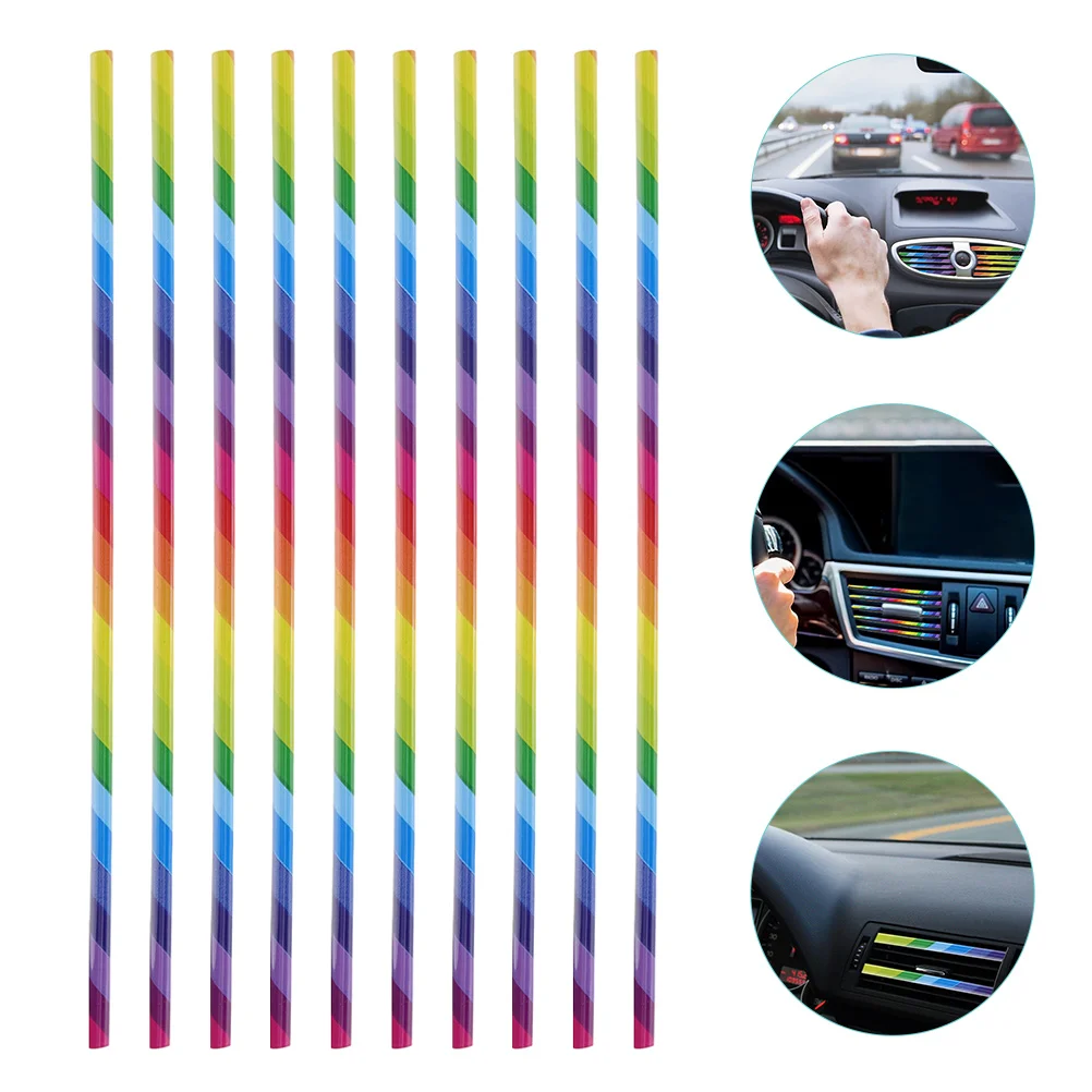 

10 Pcs Air Outlet Decorative Strip Vehicle Clamp Auto Conditioning Trim Garnish Vent Car Strips Supplies Soft Rubber Trims