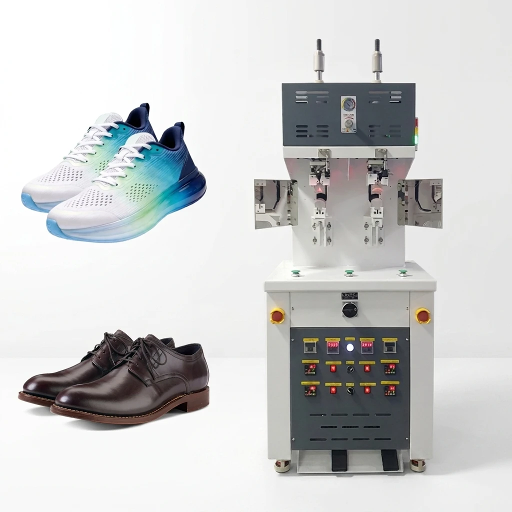 Two Station Back Part Taping Machine Heel Seam Laminating Waterproof Tape Attaching Footwear Manufacturing Machinery