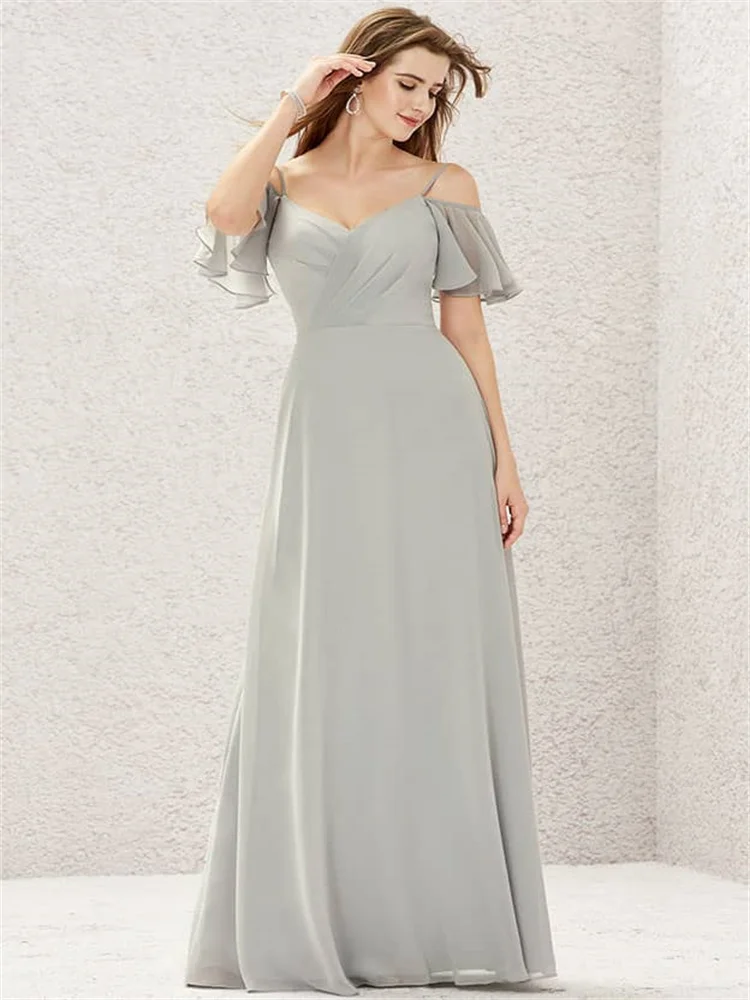 Hot Selling Sweetheart Neckline Chiffon A-Line Bridesmaid Dress Elegant Open Back Zipper Floor Length Gown For Wedding Guest