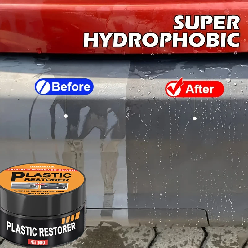 Car Plastic Restorer, Crystal Clear, Interior Leather and Panel Refurbishment Wax Coating Agent, Restores Black Shine, Car Wax Polish