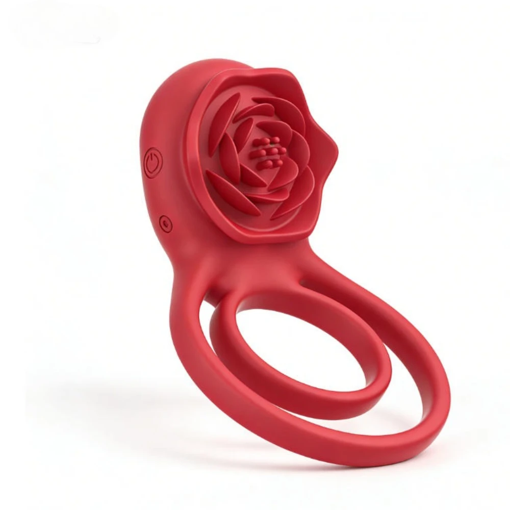 7-Frequency Rose Vibration Ring for Double Stimulation for Couples a Clitoral And G-Spot Massage Waterproof And Rechargeable 18+