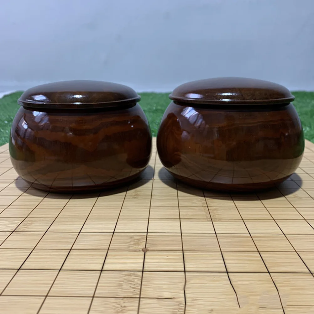 

Handcrafted Wooden Go Chess Bowl with Sealable Lid Premium Chess Pieces Storage Pot for Professional Players Students Compact