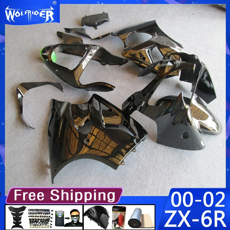 

Motorcycle cowl ABS plastic fairings Kit for ZX6R 00 01 02 ZX-6R 2000-2002 Motorbike gold fairing Manufacturer Customize cover