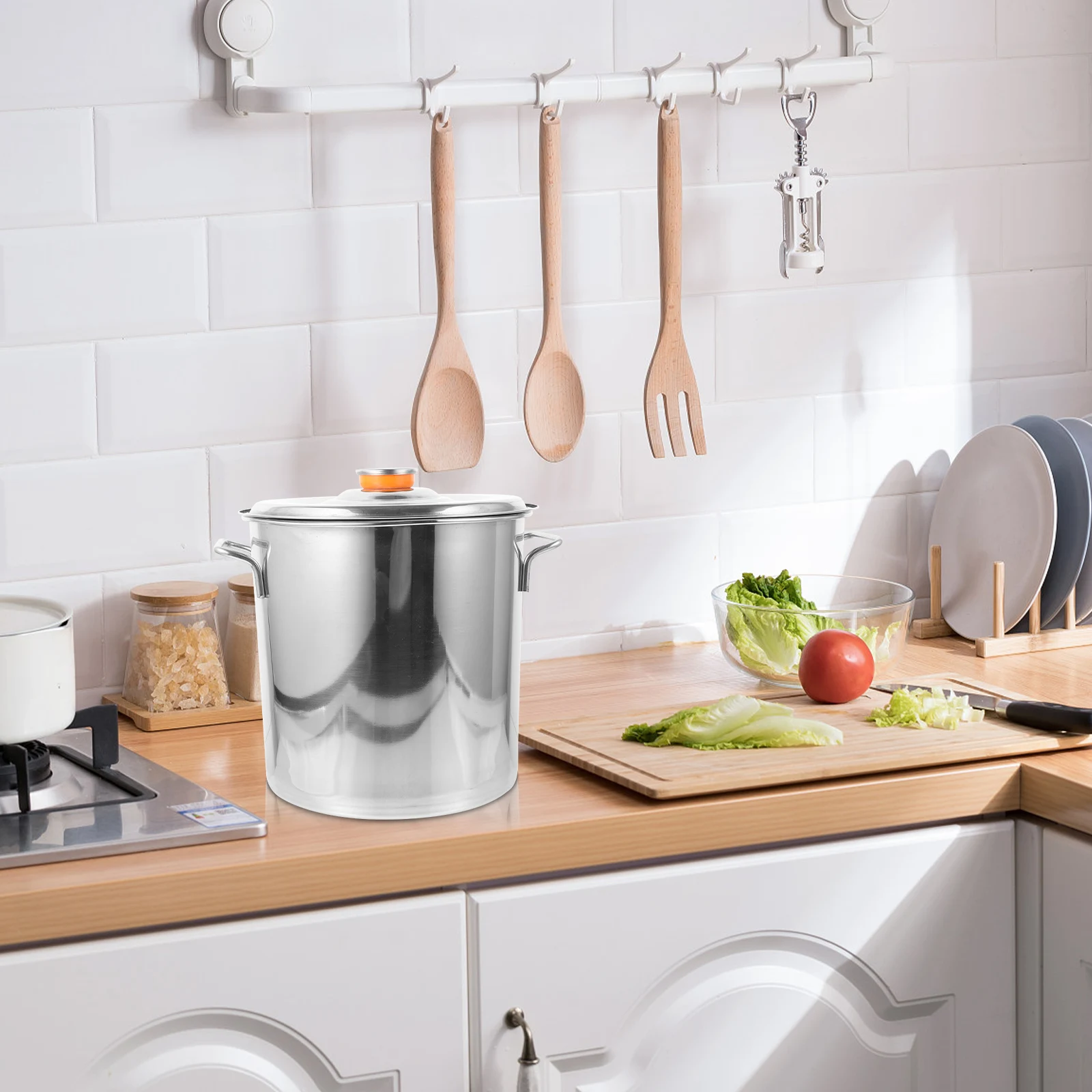 

Stainless Steel Soup Pot Large Crawfish Boiler Metal Supplies Polished Handles Meat Stew Seafood Boil Brine