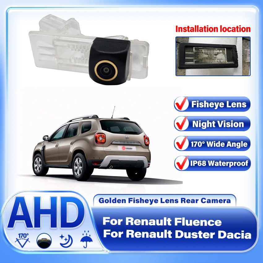 

1080P 170° AHD Rear View Gold fisheye lens Wide Angle Waterproof Camera For Renault Duster Dacia 2009-2019 Fluence 2012-2019