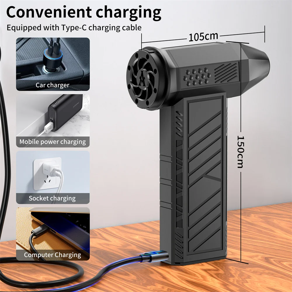 

130000RPM Mini Turbo Jet Fan Electric Air Duster with 3 Gear Adjustable Wind Speed Car Computer Cleaning Blower Tool