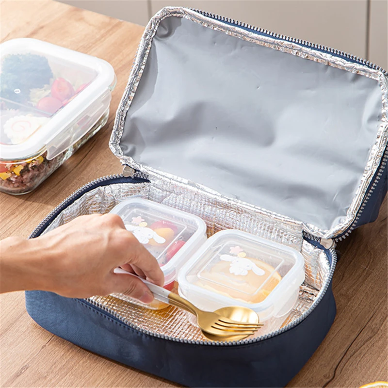 Double Layer Portable Thermal Lunch Bag Large Capacity Outdoor Picnic Food Insulated Cooler Bags Bento Box Pouch Ice Pack