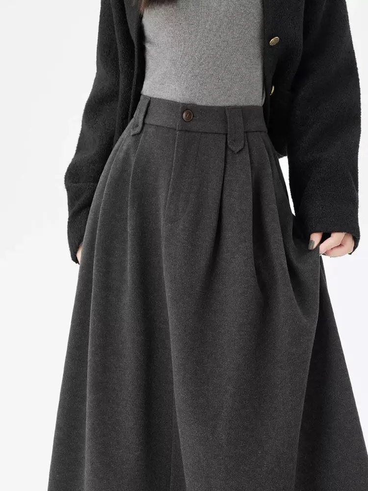 

ay High Waist A-Line Midi Skirt Women's Autumn Winter New Sle Flowing Large Umbrella Skirt Commute Simple Sle f Body...