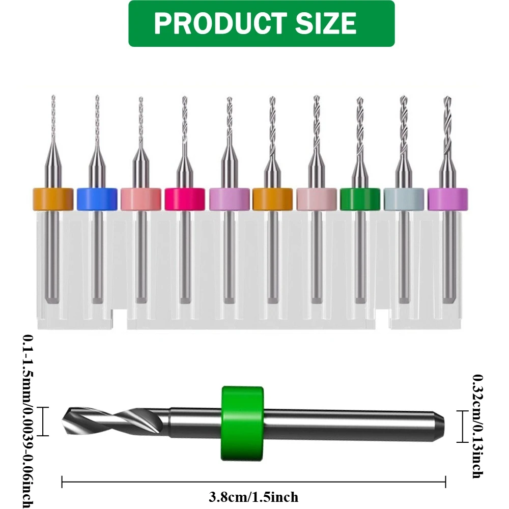 10pcs/Set High Quality Hard Alloy PCB Print Circuit Board Carbide Micro Drill Bits 0.1mm-1.2mm Set of Precision Tools